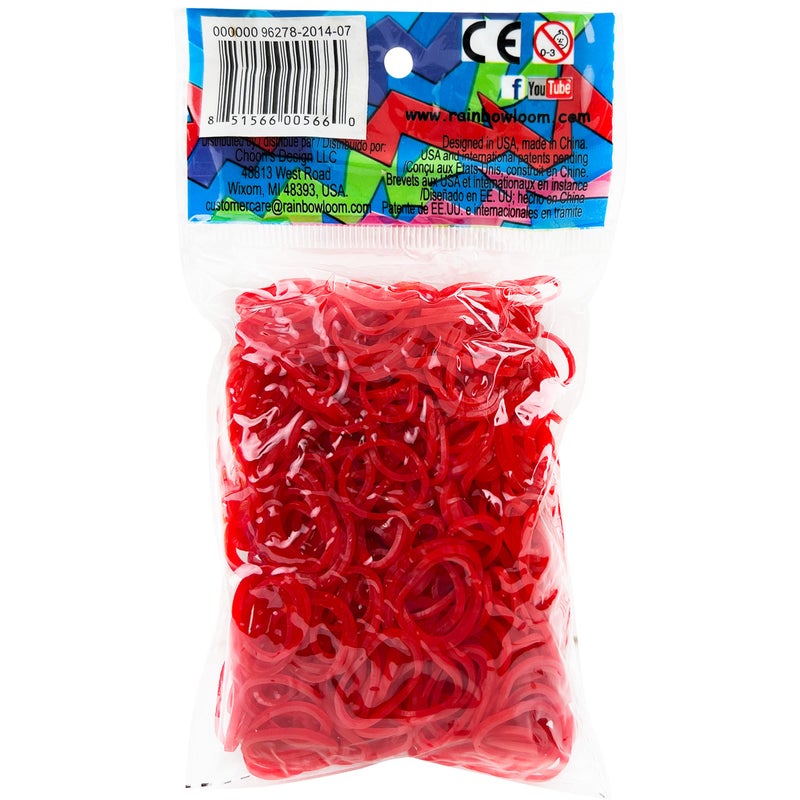 Rainbow LoomÂ® Jelly Collection: Red Rubber Bands with 24 C-Clips (600 Count) - Image 1